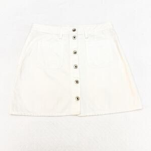 Rag & Bone Silver Button Down A-Line Straight Denim Jeans Skirt Size 29